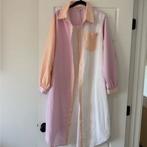 Colorblock Striped Long Shirt Dress